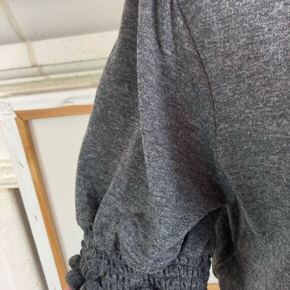 Loft NWT Elegant Charcoal Gray puffed sleeve w/ruffle bottom go everywhere dress - Picture 6 of 11